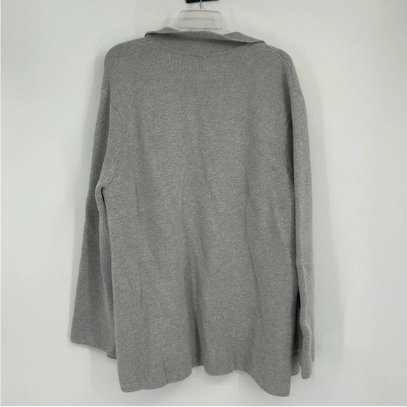 Talbots Gray Open Wool Blend Knit Cardigan Size XL Business Casual Minimalist - Picture 3 of 3